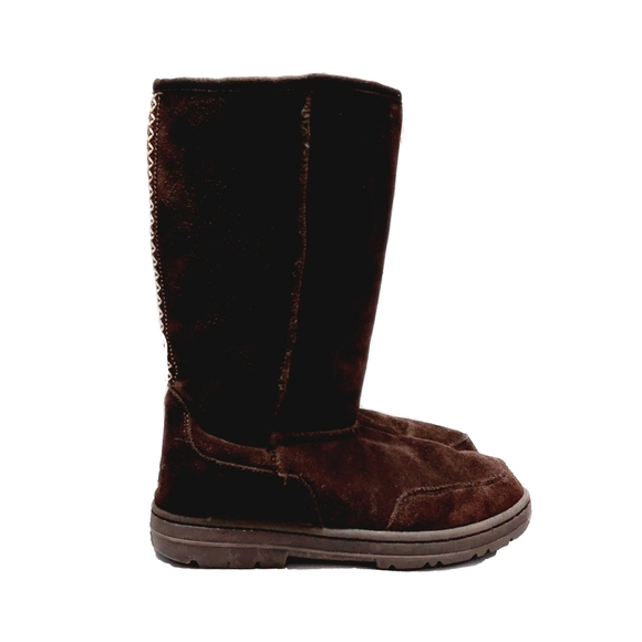 UGGS Womens Ultimate Tall Braided Twin Face Suede Sherpa Lining Boots Size 9 - Picture 7 of 8